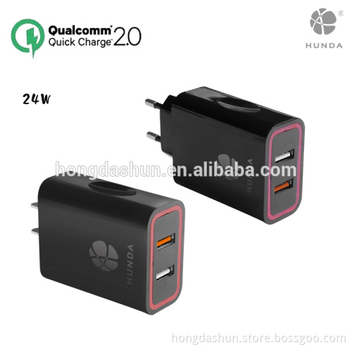 HUNDA 2-Port USB Travel Wall Charger with Quick Charge 2.0